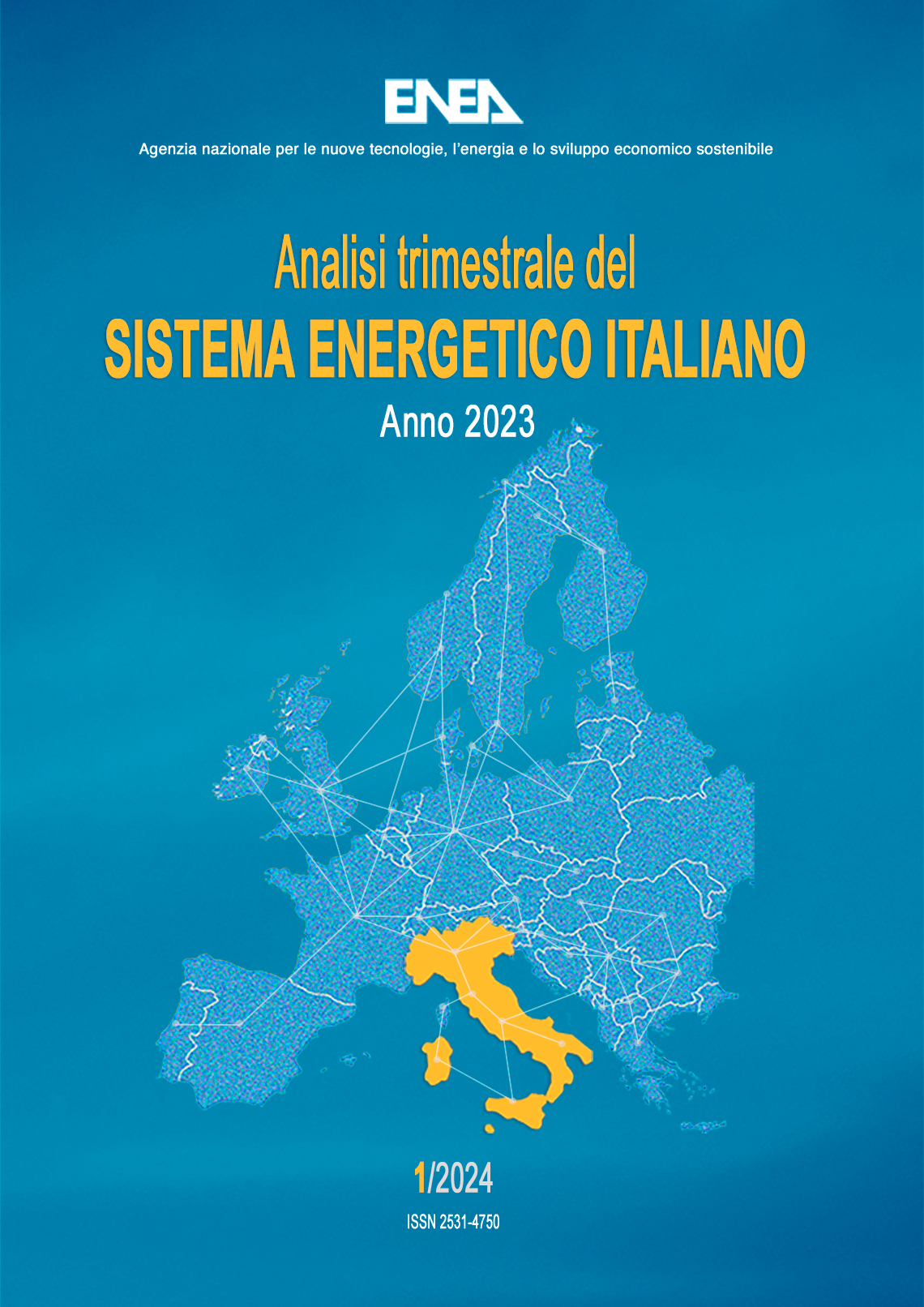 Cartina dell'Italia con la rete energetica