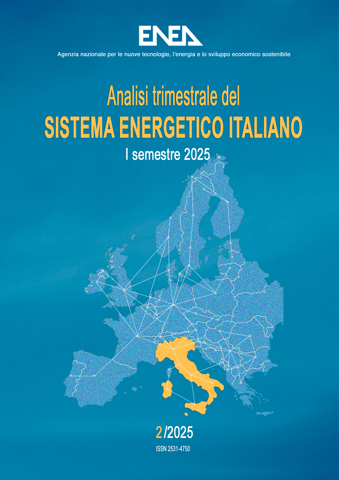 Cartina dell'Italia con la rete energetica
